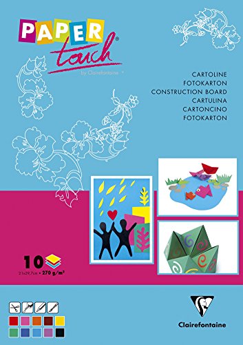 Clairefontaine 97344C Packung (mit 10 Fotokartonblöcken Premium Packung, Din A4, 21 x 29,7 cm, 10 Blatt, 270 g) 10er Pack, Farblich sortiert von Clairefontaine