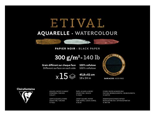 Clairefontaine 975323C - Malblock verleimt 2 Körnungen, 1 Seite Etival Papier, 15 Blatt 46x61 cm 300g , Schwarz Clairefontaine 975323C - Malblock verleimt 2 Körnungen, 1 Seite Etival Papier, 15 Blatt 46x61 cm 300g , Schwarz von Clairefontaine