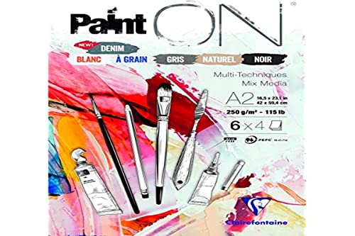 Clairefontaine 975412C - Zeichenblock PaintOn mit 24 Blatt 42x59,4 cm 250g sortierte Farben von Clairefontaine