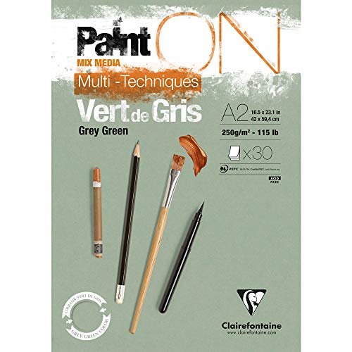 Clairefontaine 975707C - Malblock verleimt mit 30 Blatt Zeichenpapier PaintOn 42x59,4 cm 250g, Grüngrau Clairefontaine 975707C - Malblock verleimt mit 30 Blatt Zeichenpapier PaintOn 42x59,4 cm 250g, Grüngrau von Clairefontaine