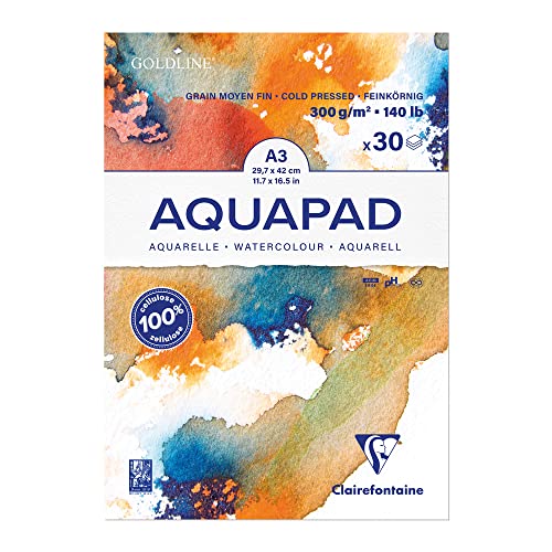 Clairefontaine 975722C - Malblock Aquarell Papier mittelfein gekörnt Goldline Aqua 30 Blatt 29,7x42 cm 300g Clairefontaine 975722C - Malblock Aquarell Papier mittelfein gekörnt Goldline Aqua 30 Blatt 29,7x42 cm 300g von Clairefontaine