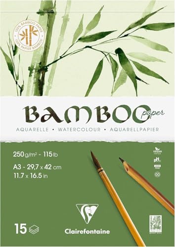 Clairefontaine 975920C - Block Bamboo Aquarelle, einseitg geleimt, 15 Blatt Bambuspapier 250g, DIN A3 29,37x42cm, 1 Block Clairefontaine 975920C - Block Bamboo Aquarelle, einseitg geleimt, 15 Blatt Bambuspapier 250g, DIN A3 29,37x42cm, 1 Block von Clairefontaine