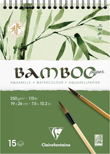 Clairefontaine 975925C - Spiralblock Bamboo Aquarelle, 15 Blatt Bambuspapier 250g, 19x26cm, 1 Block Clairefontaine 975925C - Spiralblock Bamboo Aquarelle, 15 Blatt Bambuspapier 250g, 19x26cm, 1 Block von Clairefontaine