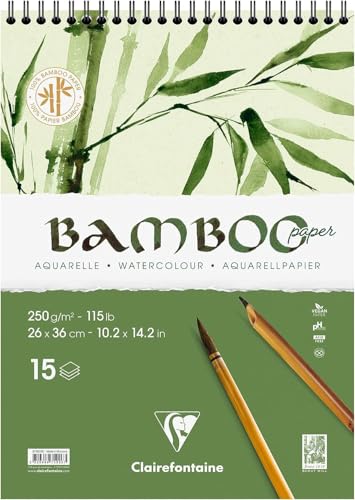Clairefontaine 975926C - Spiralblock Bamboo Aquarelle, 15 Blatt Bambuspapier 250g, 26x36cm, 1 Block Clairefontaine 975926C - Spiralblock Bamboo Aquarelle, 15 Blatt Bambuspapier 250g, 26x36cm, 1 Block von Clairefontaine