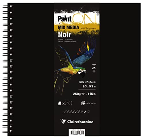 Clairefontaine 975944C - Skizzenbuch spiralgebunden PaintON Schwarz 250g 30 Blatt 23,5 x 23,5cm, 1 Stück Clairefontaine 975944C - Skizzenbuch spiralgebunden PaintON Schwarz 250g 30 Blatt 23,5 x 23,5cm, 1 Stück von Clairefontaine