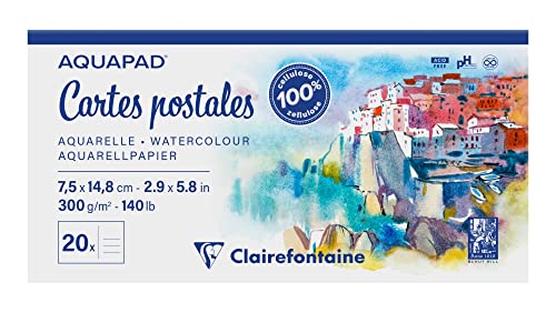 Clairefontaine 975953C - Reisealbum Aquapad 7,5 x 14,8cm, Format Postkarten, geleimt mit 20 Bogen 300g, ideal für die Gestaltung eigener Postkarten, 1 Stück, mehrfarbig Clairefontaine 975953C - Reisealbum Aquapad 7,5 x 14,8cm, Format Postkarten, geleimt mit 20 Bogen 300g, ideal für die Gestaltung eigener Postkarten, 1 Stück, mehrfarbig von Clairefontaine