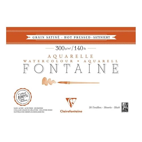 Clairefontaine 976018C - Block Aquarellpapier Fontaine extraweiß & satiniert, 4-seitig geleimt, 15 Blatt 300g 20x15 cm, 1 Stück Clairefontaine 976018C - Block Aquarellpapier Fontaine extraweiß & satiniert, 4-seitig geleimt, 15 Blatt 300g 20x15 cm, 1 Stück von Clairefontaine