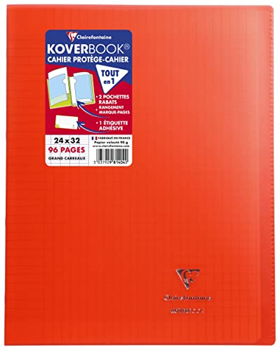 Clairefontaine 981404C - Packung mit 10 Heften Koverbook DIN A4+, 24x32cm, 48 Blatt Französische Lineatur, 90g, Einband PP, Rot, 1 Pack von Clairefontaine