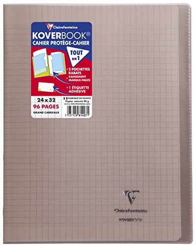 Clairefontaine 981407C - Packung mit 10 Heften Koverbook DIN A4+, 24x32cm, 48 Blatt Französische Lineatur, 90g, Einband PP, Grau, 1 Pack von Clairefontaine