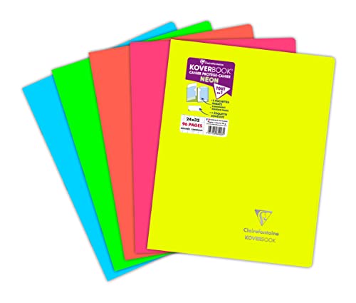 Clairefontaine 981423C - Heft Koverbook NEON geheftet Umschlag aus PP blickdicht 24x32cm 48 Blatt, französische Lineatur, farbig sortiert in Neonfarben, 1 Stück Clairefontaine 981423C - Heft Koverbook NEON geheftet Umschlag aus PP blickdicht 24x32cm 48 Blatt, französische Lineatur, farbig sortiert in Neonfarben, 1 Stück von Clairefontaine