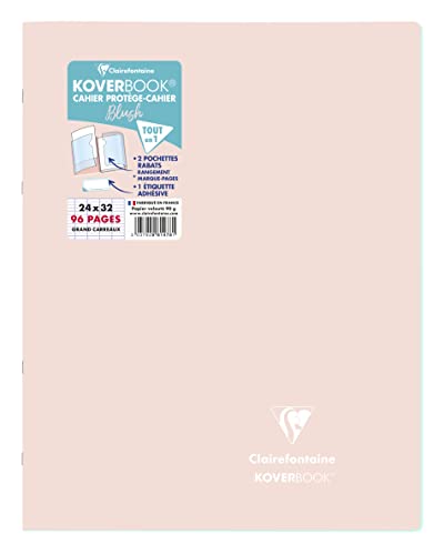 Clairefontaine 981478C - Heft Koverbook BLUSH geheftet Umschlag aus PP zweifarbig blickdicht 24x32cm 48 Blatt, französische Lineatur Rosa/Minzgrün, 1 Stück von Clairefontaine