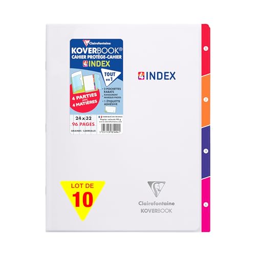 Clairefontaine 981494Cpack - Koverbook 4 INDEX piqué polypro transparent Incolore 24x32cm 96p séyès - PAQ DE 10 von Clairefontaine