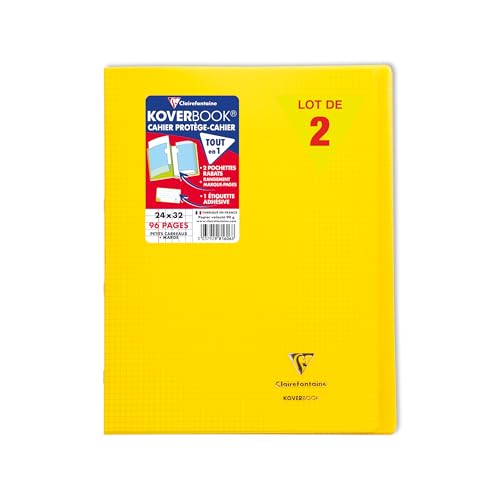Clairefontaine 981606C - Packung mit 10 Heften Koverbook DIN A4+, 24x32cm, 48 Blatt kariert mit Rand, 90g, Einband PP, Orange, 1 Pack von Clairefontaine