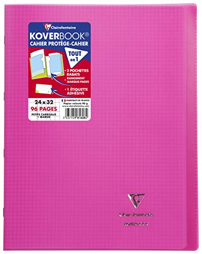 Clairefontaine 981608C - Heft / Notizbuch Koverbook, DIN A4+, 24x32 cm, 48 Blatt 90g,kariert 5/5 mit Rand, Einband aus transparentem Polypropylen, Rosa, 1 Stück Clairefontaine 981608C - Heft / Notizbuch Koverbook, DIN A4+, 24x32 cm, 48 Blatt 90g,kariert 5/5 mit Rand, Einband aus transparentem Polypropylen, Rosa, 1 Stück von Clairefontaine