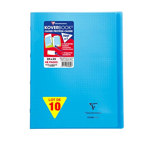 Clairefontaine 984602C - Packung mit 10 Heften Koverbook, DIN A4+, 24 x 32 cm, 24 Blatt, kariert, 90 g, Blau, 1 Pack Clairefontaine 984602C - Packung mit 10 Heften Koverbook, DIN A4+, 24 x 32 cm, 24 Blatt, kariert, 90 g, Blau, 1 Pack von Clairefontaine