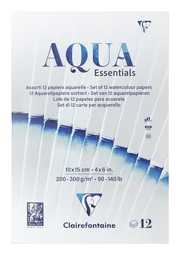 Clairefontaine Aqua Essential 976097C Block verleimt, 10 x 15 cm – 12 Aquarellpapiere – ideal für die Nasstechnik Clairefontaine Aqua Essential 976097C Block verleimt, 10 x 15 cm – 12 Aquarellpapiere – ideal für die Nasstechnik von Clairefontaine