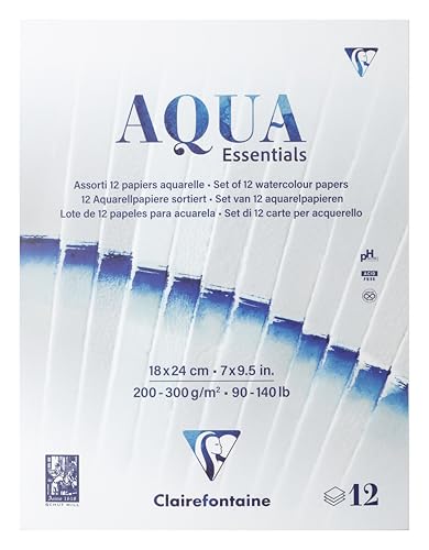Clairefontaine Aqua Essential 976098C Block verleimt, 18 x 24 cm, 12 Aquarellpapiere – ideal für die Nasstechnik Clairefontaine Aqua Essential 976098C Block verleimt, 18 x 24 cm, 12 Aquarellpapiere – ideal für die Nasstechnik von Clairefontaine