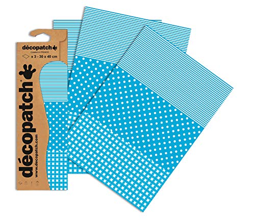 Decopatch Papier No. 549 (blau Punktkaro weiß, 395 x 298 mm) 3er Pack von Decopatch