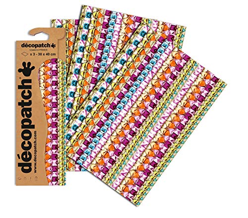 Decopatch Papier No. 630 (violett bunt Schmucksteine, 395 x 298 mm) 3er Pack von Decopatch