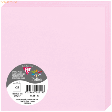 Clairefontaine Doppelkarte Pollen 135x135mm 210g VE=25 Stück bonbonros von Clairefontaine