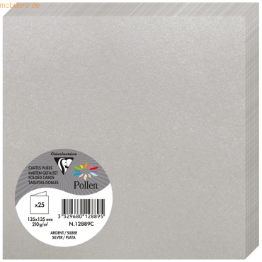 Clairefontaine Doppelkarte Pollen 135x135mm 210g VE=25 Stück silber Clairefontaine Doppelkarte Pollen 135x135mm 210g VE=25 Stück silber von Clairefontaine