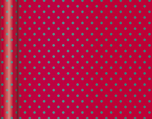 Clairefontaine 223885C - Rolle Geschenkpapier Tiny rolls Kraft mit Punkten (5 m x 0,35m, innovative Breite, einfach zum Transportieren, 70g, Blauer Engel) 1 Rolle, rot/grün von Clairefontaine