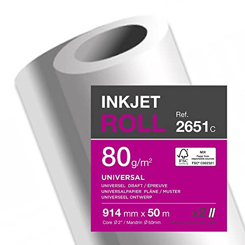 Clairefontaine InkjetPlotterrolle, B914 mm x L50 m 2651C Clairefontaine InkjetPlotterrolle, B914 mm x L50 m 2651C von Clairefontaine