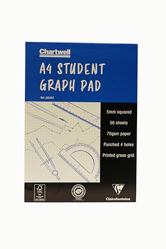 Clairefontaine J6Q4BZ - Chartwell Block geleimt, 50 Blatt, DIN A4 70g Millimeterpapier quadratisch, Weiß/hellgrün, ideal für technische Zeichnung mit Graphitstift, 1 Stück Clairefontaine J6Q4BZ - Chartwell Block geleimt, 50 Blatt, DIN A4 70g Millimeterpapier quadratisch, Weiß/hellgrün, ideal für technische Zeichnung mit Graphitstift, 1 Stück von Clairefontaine