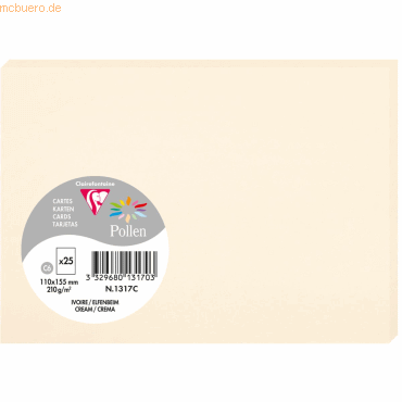 Clairefontaine Karte Pollen C6 210g VE=25 Stück elfenbein Clairefontaine Karte Pollen C6 210g VE=25 Stück elfenbein von Clairefontaine