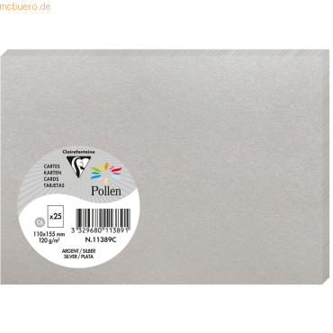 10 x Clairefontaine Karte Pollen C6 210g VE=25 Stück silber von Clairefontaine