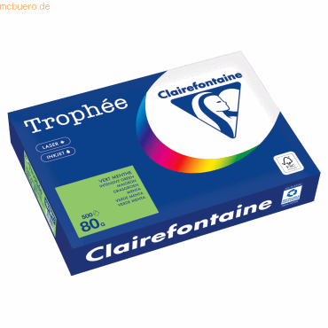 5 x Clairefontaine Kopierpapier 1875PC A4 80g maigrün 500 Blatt von Clairefontaine
