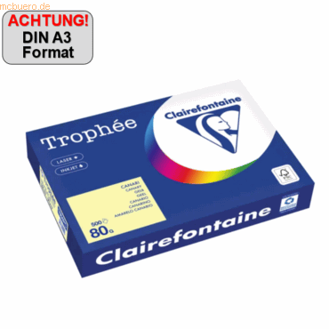 Clairefontaine Kopierpapier 1884PC A3 80g gelb 500 Blatt Clairefontaine Kopierpapier 1884PC A3 80g gelb 500 Blatt von Clairefontaine