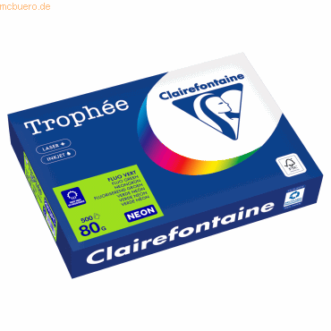 Clairefontaine Kopierpapier 2975PC A4 80g neongrün 500 Blatt Clairefontaine Kopierpapier 2975PC A4 80g neongrün 500 Blatt von Clairefontaine