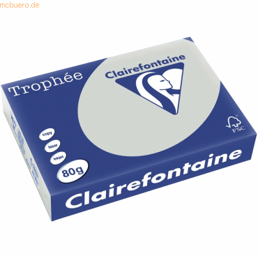 5 x Clairefontaine Kopierpapier Trophee A4 80g/qm VE=500 Blatt stahlgr von Clairefontaine