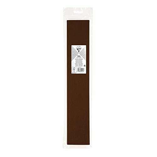 Clairefontaine 95173C - Packung mit 1 Blatt gefaltet Krepppapier / Kreppapier Premium Qualität 75% 2,50x0,50m ideal für das Erstellen von Kostümen, Girlanden und 3D-Kreationen Schokoladenbraun, 1 Pack von Clairefontaine