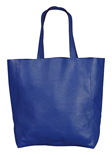 Clairefontaine 115245C - Handtasche aus Lammleder, multifunktional, praktisch und robust, 28 x 13 x 34 cm , mit Innentasche, Blau, 1 Stück von Clairefontaine