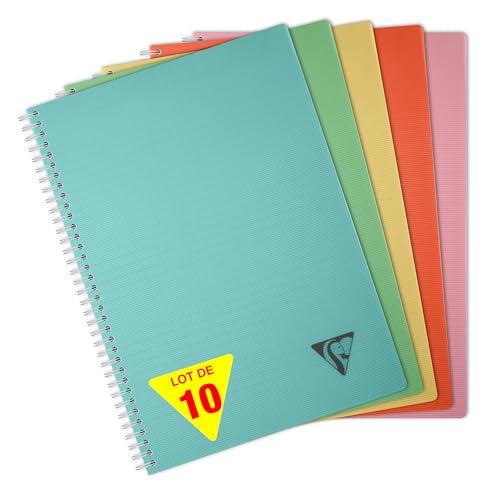 Clairefontaine Linicolor Essence 327115Cpack Collection, 10 Stück, Spiralbindung, A4, 21 x 29,7 cm, 100 Seiten, große Karos, weißes Papier, 90 g, transparenter Polypropylen-Cover, zufällige Farben Clairefontaine Linicolor Essence 327115Cpack Collection, 10 Stück, Spiralbindung, A4, 21 x 29,7 cm, 100 Seiten, große Karos, weißes Papier, 90 g, transparenter Polypropylen-Cover, zufällige Farben von Clairefontaine
