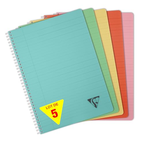 Clairefontaine Linicolor Essence 327146Cpack Collection, 5 Stück, Spiralbindung, A4, 21 x 29,7 cm, 180 Seiten, liniert, mit Rand, weißes Papier, 90 g, transparenter Polypropylen-Cover, zufällige Clairefontaine Linicolor Essence 327146Cpack Collection, 5 Stück, Spiralbindung, A4, 21 x 29,7 cm, 180 Seiten, liniert, mit Rand, weißes Papier, 90 g, transparenter Polypropylen-Cover, zufällige von Clairefontaine