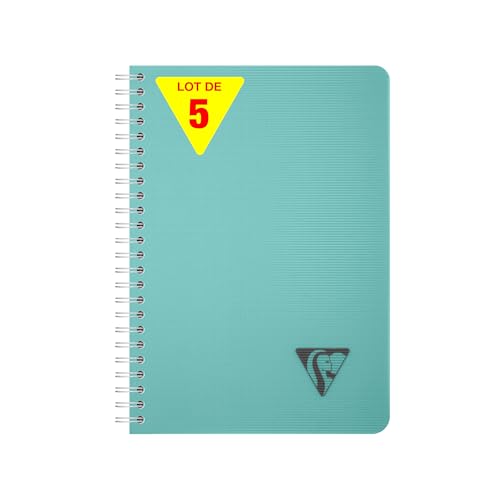 Clairefontaine 327500Cpack - Packung 5x Spiralbücher Hefte Linicolor Essence, A5 14,8x21 cm, 90 Blatt kariert 90g Einband PP, Blaue Lagune, 1 Pack Clairefontaine 327500Cpack - Packung 5x Spiralbücher Hefte Linicolor Essence, A5 14,8x21 cm, 90 Blatt kariert 90g Einband PP, Blaue Lagune, 1 Pack von Clairefontaine