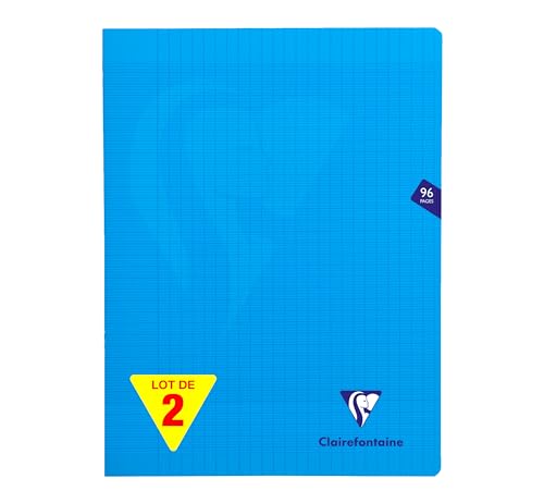 Clairefontaine Mimesys 323360AMZC Hefte, geheftet, 24 x 32 cm, 96 Seiten, kariert, 90 g, Umschlag aus Polypropylen, Farbe: Blau, 2 Stück von Clairefontaine