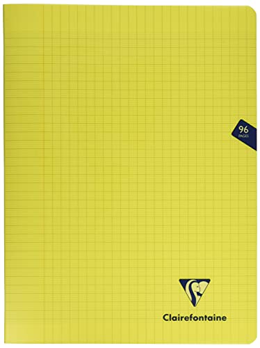 Clairefontaine 343361C - Schulheft / Heft Mimesys DIN A4+ 24x32 cm, 48 Blatt 90g, französische Lineatur, geheftet, Einband aus PP, Gelb, 1 Stück von Clairefontaine