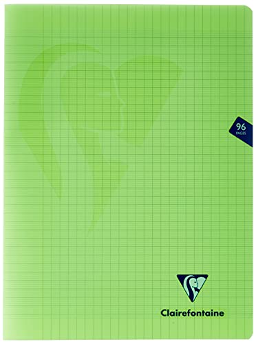 Clairefontaine 353361C - Schulheft / Heft Mimesys DIN A4+ 24x32cm, 48 Blatt 90g, französische Lineatur, geheftet, Einband aus PP, Grün, 1 Stück von Clairefontaine