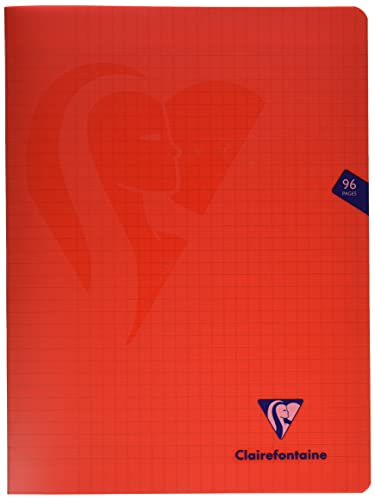 Clairefontaine 333361C - Schulheft / Heft Mimesys, DIN A4+ 24x32 cm, 48 Blatt 90g, französische Lineatur, Einband aus PP, geheftet, Rot, 1 Stück von Clairefontaine