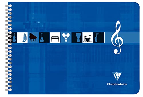 Clairefontaine 8104C - Noten- und Gesangsheft mit Doppelspirale, DIN A4+ 24x32 cm im Querformat, 25 Blatt / 8 Notenlinien, 90g, ideal für Musikunterricht, Blau, 1 Stück Clairefontaine 8104C - Noten- und Gesangsheft mit Doppelspirale, DIN A4+ 24x32 cm im Querformat, 25 Blatt / 8 Notenlinien, 90g, ideal für Musikunterricht, Blau, 1 Stück von Clairefontaine
