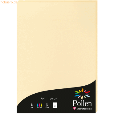 Clairefontaine Papier Pollen A4 120g 50 Blatt chamois von Clairefontaine