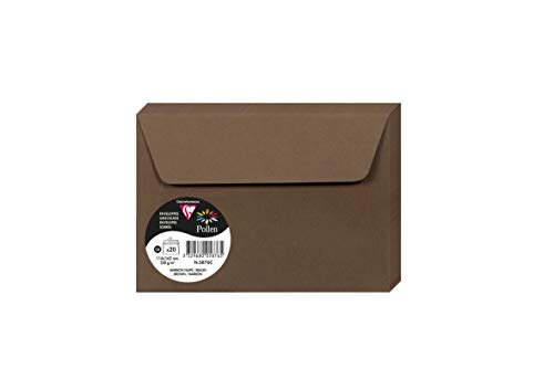 Clairefontaine 5876C - Packung mit 20 Umschläge Pollen selbstklebend, Format C6 11,4x16,2cm, 120g, Maulwurfsgrau, ideal für Ihre Einladungen und Korrespondenz, 1 Pack von Clairefontaine