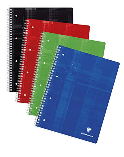 Clairefontaine - Ref 8256C_PAQ — Drahtgebundenes Notizbuch (80 Blatt) — Format A4+, liniertes Lineum, 90 g/m²-Pergamentpapier, laminierter Kartoneinband — zufällige Farbe (1 Artikel) EXABB von Clairefontaine