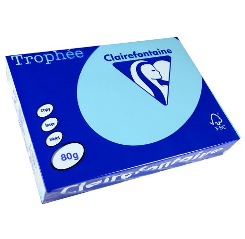 Clairefontaine - Art.-Nr. 1774C - 2500 Blatt Tonpapier DIN A4 - Trophäe 80 g/m² - Karton mit 5 Ries à 500 Blatt - Farbe Alizé blau Clairefontaine - Art.-Nr. 1774C - 2500 Blatt Tonpapier DIN A4 - Trophäe 80 g/m² - Karton mit 5 Ries à 500 Blatt - Farbe Alizé blau von Clairefontaine