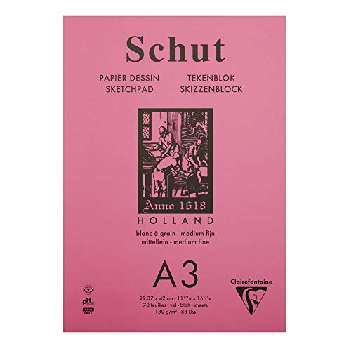 Clairefontaine SCH11813C - Skizzenblock Shut Papier "petit grain" 180g, 70 Blatt 29,7x42 cm, Weiß von Clairefontaine