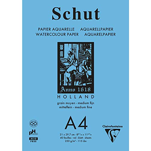 Clairefontaine SCH11854C - Aquarellblock verleimt Shut Papier feinkörnig, petit grain, 250g, 40 Blatt 21x29,7 cm, Weiß Clairefontaine SCH11854C - Aquarellblock verleimt Shut Papier feinkörnig, petit grain, 250g, 40 Blatt 21x29,7 cm, Weiß von Clairefontaine